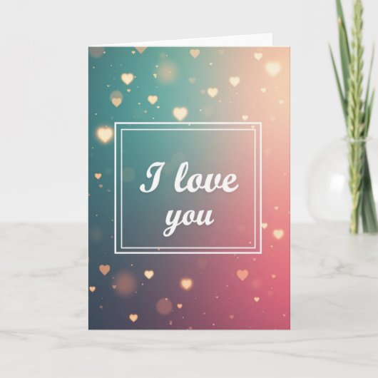 シンプルな輝くハートのI Love Youカード カード (正面)