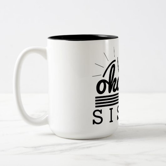 シンプルな輝やきは-世界のOkayestの姉妹を縞で飾ります ツートーンマグカップ (左)