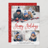 シンプルな農村風 3枚の写真を使った楽しいクリスマスカード シーズンカード (正面/裏面)