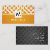 シンプルな重複の円パターンモノグラムのオレンジ 名刺 (正面/裏面)