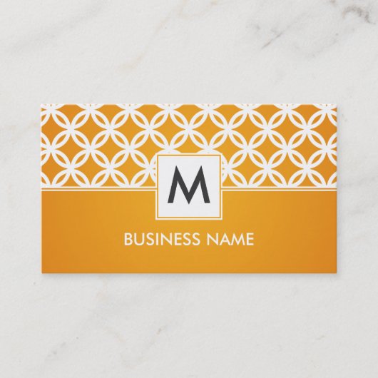 シンプルな重複の円パターンモノグラムのオレンジ 名刺 (正面)