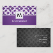 シンプルな重複の円パターンモノグラムの紫色 名刺 (正面/裏面)