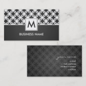 シンプルな重複の円パターンモノグラムの黒 名刺 (正面/裏面)