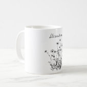 シンプルな野の花のモノグラム コーヒーマグカップ (正面左)