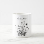 シンプルな野の花のモノグラム コーヒーマグカップ (中央)