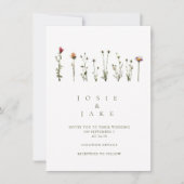 シンプルな野生の花の結婚式招待状 招待状 (正面)