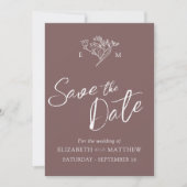 シンプルな野生の花の茶色と白の写真 セーブザデート (正面)