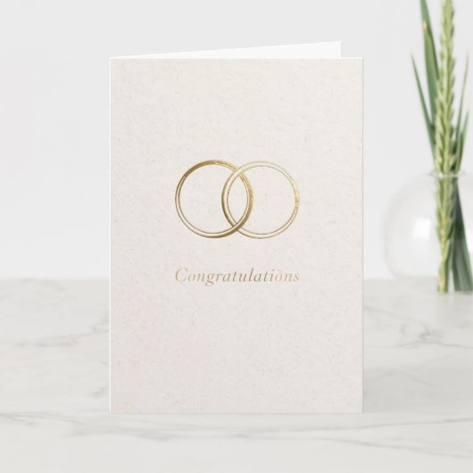 シンプルな金の指輪 おめでとう 結婚式の日 カード (正面)
