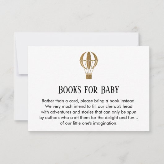 シンプルな金ゴールドのグリッターの熱気の気球の本の要求 招待状 (正面)