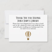 シンプルな金ゴールドのグリッターの熱気の気球の本の要求 招待状 (裏面)