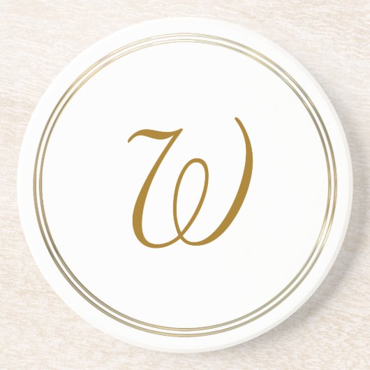 シンプルな金ゴールドの円およびモノグラムのテンプレート コースター (正面)