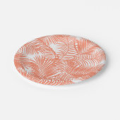 シンプルな金ゴールドの熱帯珊瑚のシックなヤシの木の花柄 ペーパープレート (アングル)
