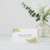 シンプルな金ゴールドシダのエレガントな森林デザイン 名刺 (スタンド正面)