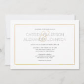シンプルな金ゴールドフレームの結婚式招待状-きれいにして下さい 招待状 (正面)