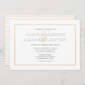 シンプルな金ゴールドフレームの結婚式招待状-きれいにして下さい 招待状 (正面/裏面)