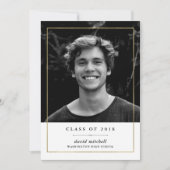 シンプルな金フレーム|の写真の卒業パーティー 招待状 (正面)