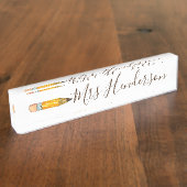 シンプルな鉛筆の先生のギフトの名札 デスクネームプレート (側面)