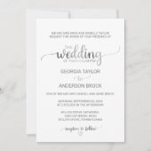 シンプルな銀箔カリグラフィーフォーマルウェディング（3） 招待状 (正面)