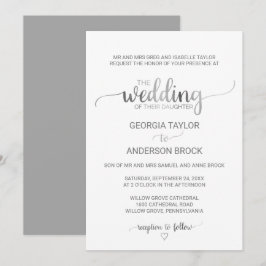 シンプルな銀箔カリグラフィーフォーマルウェディング（3） 招待状