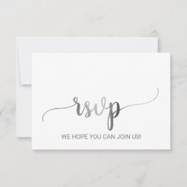 シンプルな銀箔カリグラフィー出欠確認カード 出欠カード