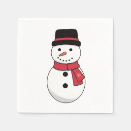 シンプルな雪だるまのクリスマスホリデーナプキン スタンダードカクテルナプキン