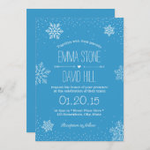 シンプルな雪の結晶と雪の冬の結婚式招待状 招待状 (正面/裏面)