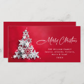 シンプルな雪の結晶のクリスマスツリーの挨 シーズンカード (正面/裏面)