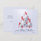 シンプルな雪の結晶のクリスマスツリーの挨 シーズンカード (正面/裏面)