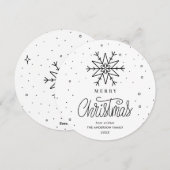 シンプルな雪の結晶のクリスマス ホリデーカード シーズンカード (正面/裏面)
