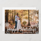 シンプルな雪の結晶のハッピーカード シーズンカード (正面/裏面)