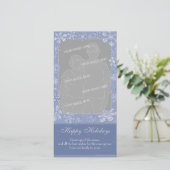 シンプルな雪の結晶アート 縦 カスタム フォト フレーム 1 シーズンカード (スタンド正面)