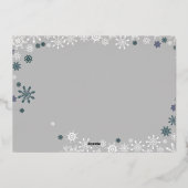 シンプルな雪の結晶フレーム 現代のフルフォト 箔シーズンカード (裏面)