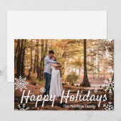 シンプルな雪の結晶 幸せな休日 シーズンカード (正面/裏面)