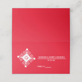 シンプルな雪の結晶 赤 白 クリスマス ウェディング ロゴ プレイスカード (外部開封)