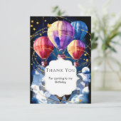 シンプルな雲 熱気球の誕生日 サンキューカード (スタンド正面)