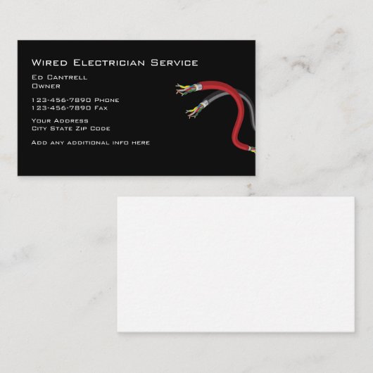 シンプルな電気技師 名刺 (正面/裏面)