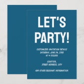 シンプルな青いサファイアの無地の色 招待状 (正面/裏面)