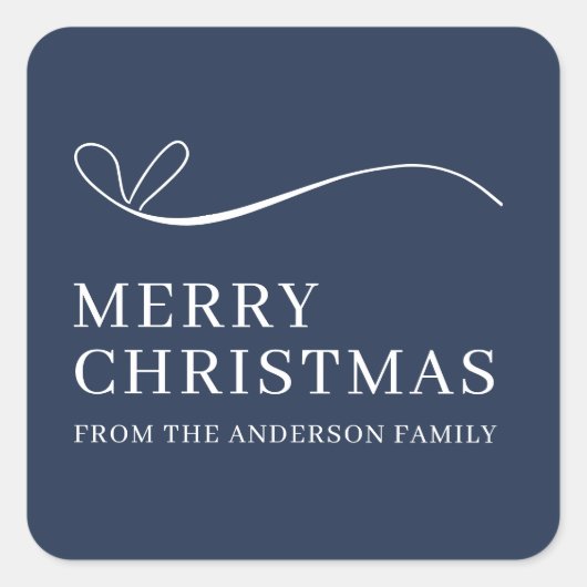 シンプルな青いモダンなクリスマスをおめでとう スクエアシール (正面)