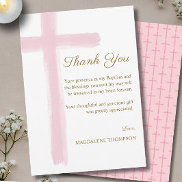 シンプルな青い十字架の洗礼 サンキューカード