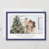 シンプルな青い枠の写真がおしゃれなクリスマス シーズンカード (正面)