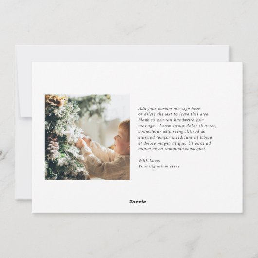 シンプルな青い枠の写真がおしゃれなクリスマス シーズンカード (裏面)