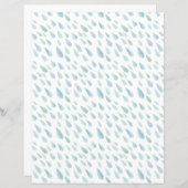 シンプルな青い水彩の雨滴のスクラップブック用紙 (正面/裏面)