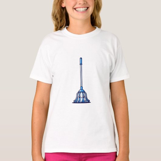 シンプルな青い箒のアイコン キッズ Tシャツ (正面)