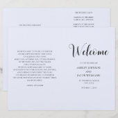 シンプルな青い結婚式。タイポグラフィープログラムフォールド (正面/裏面)