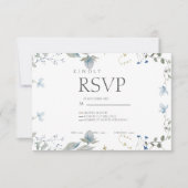 シンプルな青い花のRSVPカード 出欠カード (正面)