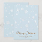 シンプルな青い雪の結晶のクリスマスカード シーズンカード (正面/裏面)