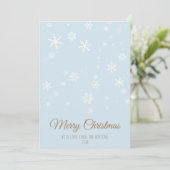 シンプルな青い雪の結晶のクリスマスカード シーズンカード (スタンド正面)