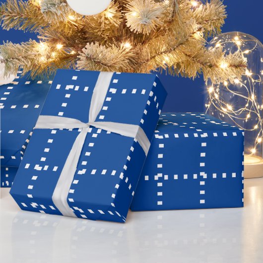 シンプルな青と白のモダン柄 ラッピングペーパー (クリスマス)