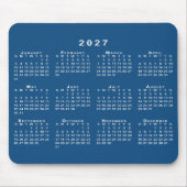 シンプルな青と白の2027年カレンダー マウスパッド (正面)