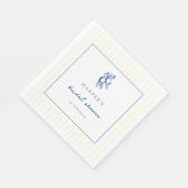 シンプルな青と黄色の落書きレモン ブライダルシャワー スタンダードランチョンナプキン (角)